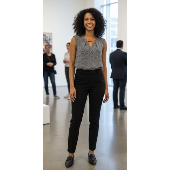 THML Sleeveless Blouse  Keyhole V Neck Size XS  Chevron - Picture 1 of 8